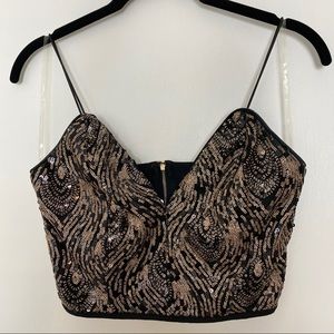 Windsor Gold and Black Sequin Crop Top